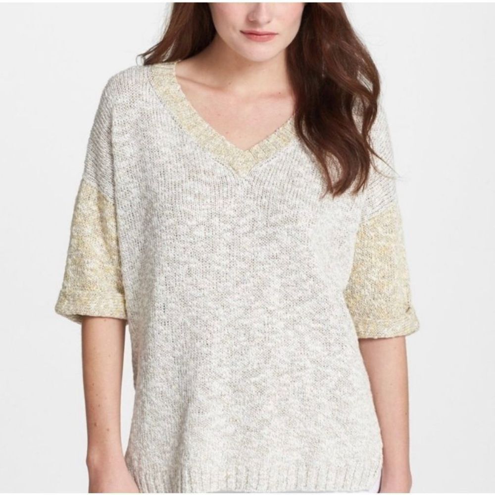 Lafayette 148 New‎ York Women's Khaki And Yellow Fresco Sweater Size Small